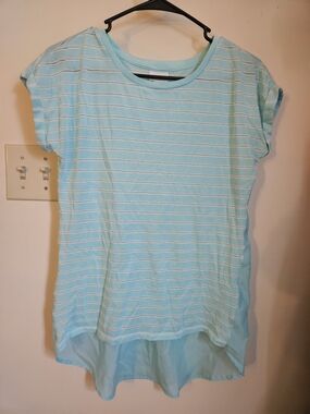STYLUS Light Aqua & White Striped Tee